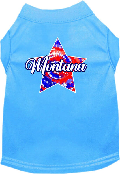 Pet Dog & Cat Screen Printed Shirt for Small to Medium Pets (Sizes XS-XL), "Montana Patriotic Tie Dye"