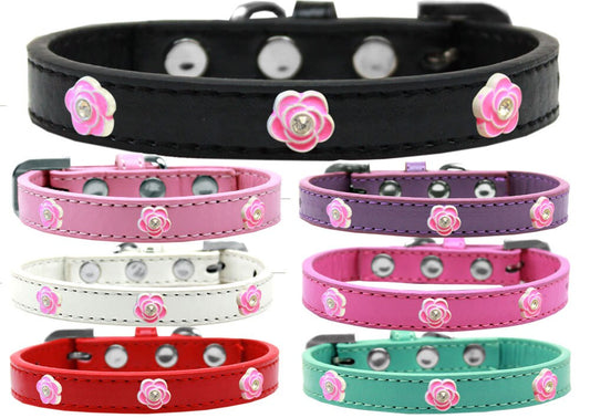Dog, Puppy & Pet Widget Fashion  Collar, "Bright Pink Roses"