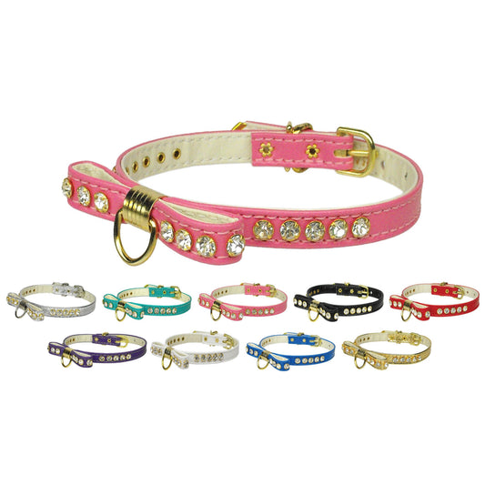 Dog, Puppy & Pet Collar, "Bow Clear Crystal Jewelry Set"