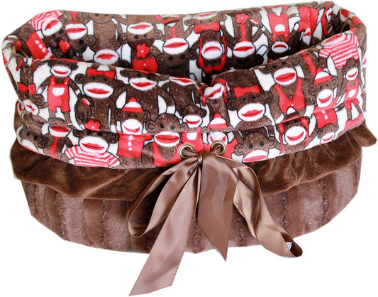 Dog, Puppy & Pet or Cat Reversible Snuggle Bugs Pet Bed, Bag, and Car Seat All-in-One, "Funky Monkey"