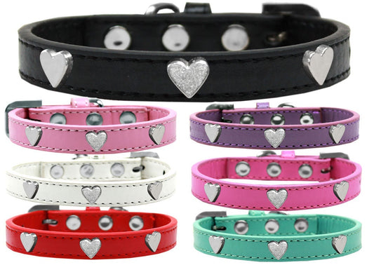 Dog, Puppy & Pet Widget Fashion Collar, "Silver Heart"