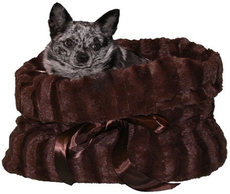Dog, Puppy & Pet or Cat Reversible Snuggle Bugs Pet Bed, Bag, and Car Seat All-in-One, "Brown"