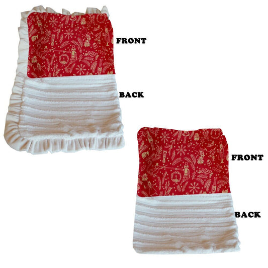 Dog, Puppy & Pet or Cat Sleepytime Cuddle Blankets, "Red Holiday Whimsy"