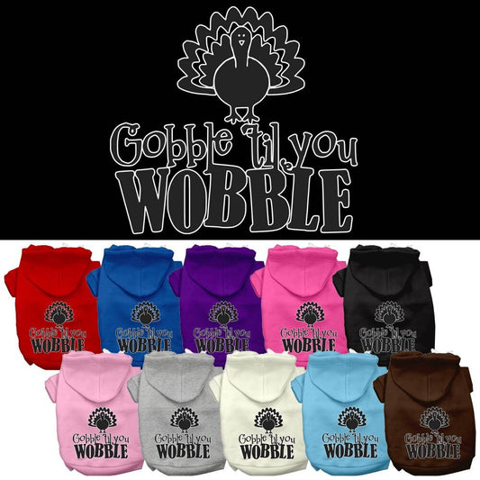 Thanksgiving Pet, Dog and Cat Hoodie Screen Printed, "Gobble 'Til You Wobble"