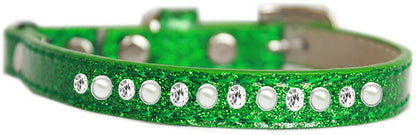 Cat Safety Ice Cream Collar, "One Row Pearl & Clear Crystal"