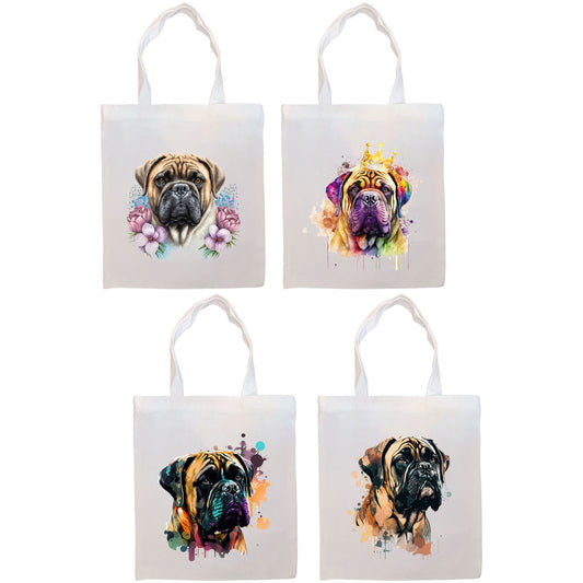 Canvas Tote Bag, Zippered With Handles & Inner Pocket, &quot;Bullmastiff&quot;