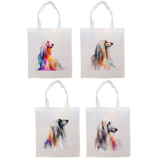 Canvas Tote Bag, Zippered With Handles & Inner Pocket, &quot;Afghan Hound&quot;