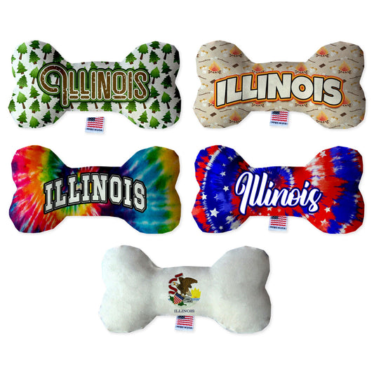 Pet & Dog Plush Bone Toys, &quot;Illinois State Options&quot; (Available in different pattern options)