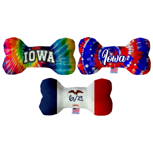 Pet & Dog Plush Bone Toys, &quot;Iowa State Options&quot; (Available in different pattern options)