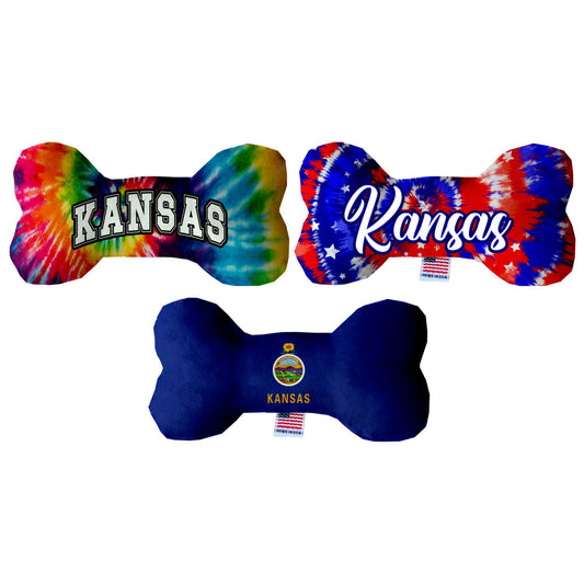 Pet & Dog Plush Bone Toys, &quot;Kansas State Options&quot; (Available in different pattern options)