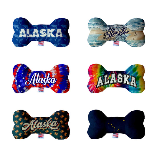 Pet & Dog Plush Bone Toys, &quot;Alaskan Coast&quot; (Set 1 of 2 Alaska State Toy Options, available in different pattern options!)