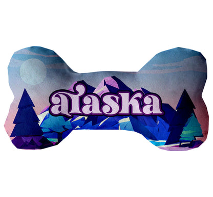 Pet & Dog Plush Bone Toys, "Alaskan Mountains" (Set 2 of 2 Alaska State Toy Options, available in different pattern options!)