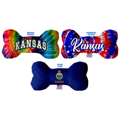 Pet & Dog Plush Bone Toys, "Kansas State Options" (Available in different pattern options)