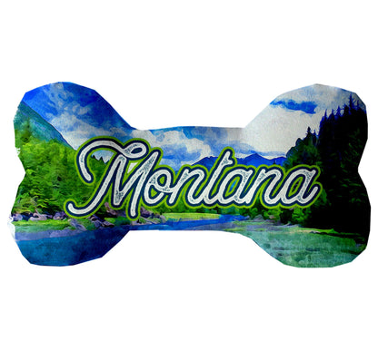 Pet & Dog Plush Bone Toys, "Montana State Options" (Available in different pattern options)