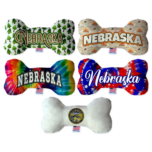 Pet & Dog Plush Bone Toys, &quot;Nebraska State Options&quot; (Available in different pattern options)