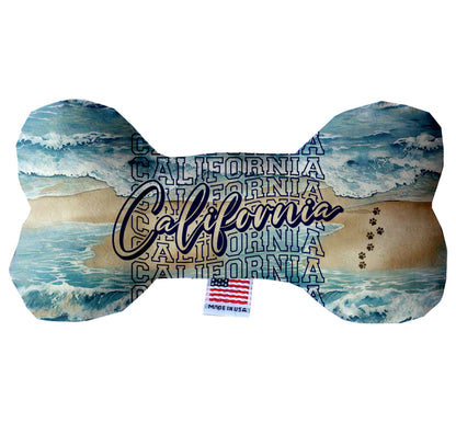 Pet & Dog Plush Bone Toys, "California Beaches" (Set 1 of 3 California State Toy Options, available in different pattern options!)