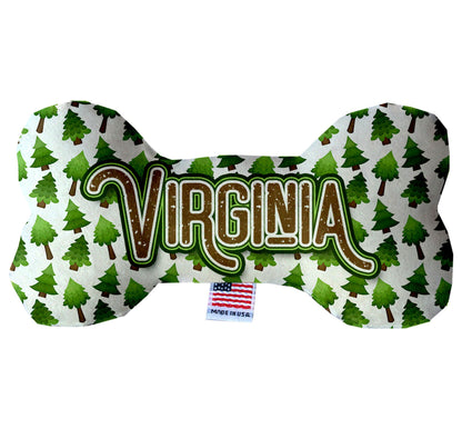 Pet & Dog Plush Bone Toys, "Virginia Mountains" (Set 1 of 2 Virginia State Toy Options, available in different pattern options!)