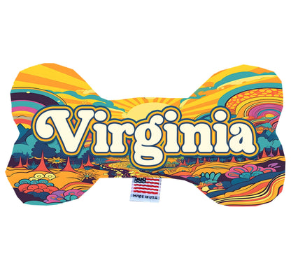 Pet & Dog Plush Bone Toys, "Virginia Mountains" (Set 1 of 2 Virginia State Toy Options, available in different pattern options!)
