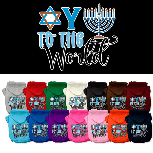 Hanukkah Pet, Dog and Cat Hoodie Screen Printed, "Oy To The World"
