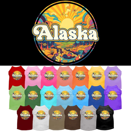 Pet Dog & Cat Screen Printed Shirt, "Alaska Trippy Peaks"
