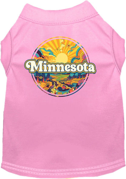 Pet Dog & Cat Screen Printed Shirt, "Minnesota Trippy Peaks"