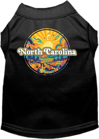 Pet Dog & Cat Screen Printed Shirt, "North Carolina Trippy Peaks"