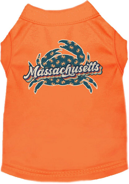 Pet Dog & Cat Screen Printed Shirt for Medium to Large Pets (Sizes 2XL-6XL), "Massachusetts Retro Crabs"