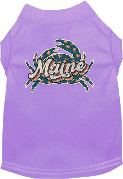 Pet Dog & Cat Screen Printed Shirt for Medium to Large Pets (Sizes 2XL-6XL), "Maine Retro Crabs"