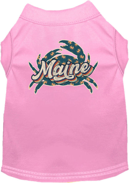 Pet Dog & Cat Screen Printed Shirt for Small to Medium Pets (Sizes XS-XL), "Maine Retro Crabs"