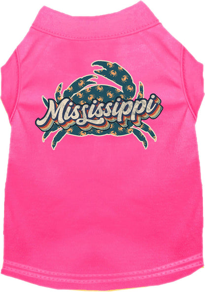 Pet Dog & Cat Screen Printed Shirt for Small to Medium Pets (Sizes XS-XL), "Mississippi Retro Crabs"