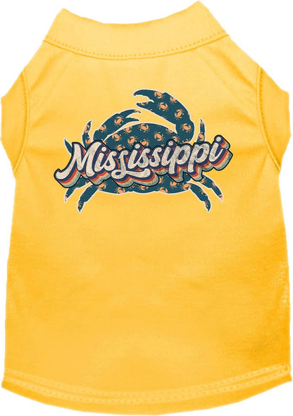 Pet Dog & Cat Screen Printed Shirt for Medium to Large Pets (Sizes 2XL-6XL), "Mississippi Retro Crabs"