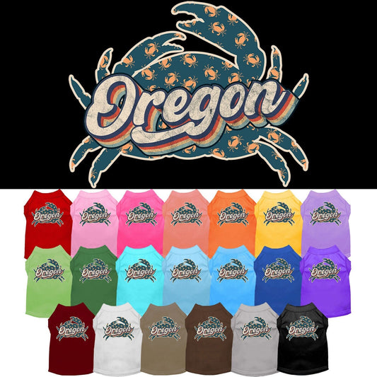 Pet Dog & Cat Screen Printed Shirt for Medium to Large Pets (Sizes 2XL-6XL), "Oregon Retro Crabs"