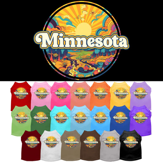 Pet Dog & Cat Screen Printed Shirt, "Minnesota Trippy Peaks"