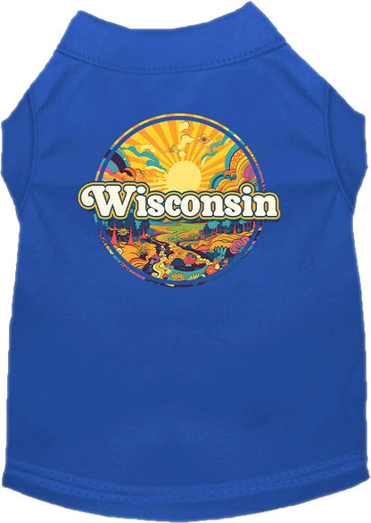 Pet Dog & Cat Screen Printed Shirt, "Wisconsin Trippy Peaks"