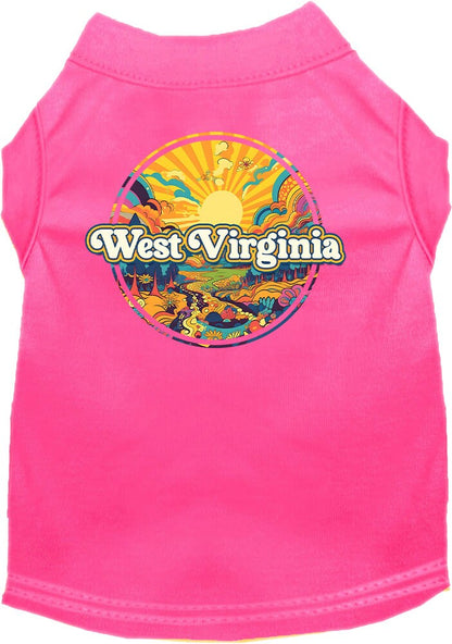 Pet Dog & Cat Screen Printed Shirt, "West Virginia Trippy Peaks"