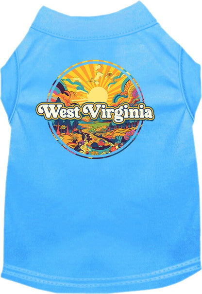 Pet Dog & Cat Screen Printed Shirt, "West Virginia Trippy Peaks"