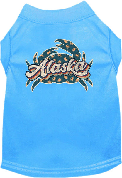 Pet Dog & Cat Screen Printed Shirt for Small to Medium Pets (Sizes XS-XL), "Alaska Retro Crabs"