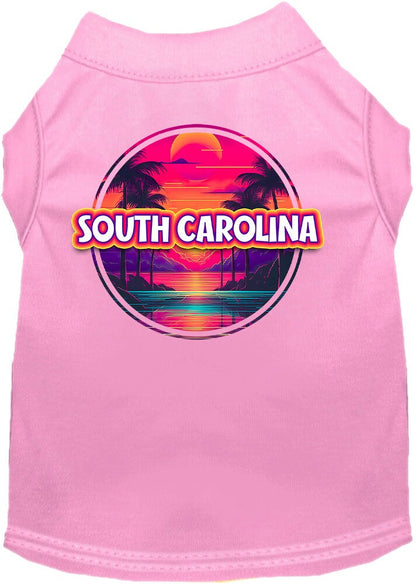 Pet Dog & Cat Screen Printed Shirt for Medium to Large Pets (Sizes 2XL-6XL), "South Carolina Neon Beach Sunset"