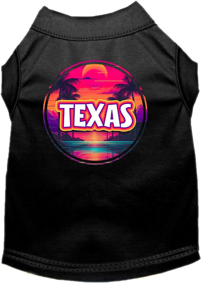 Pet Dog & Cat Screen Printed Shirt for Small to Medium Pets (Sizes XS-XL), "Texas Neon Beach Sunset"