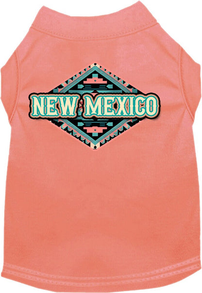 Pet Dog & Cat Screen Printed Shirt for Small to Medium Pets (Sizes XS-XL), "New Mexico Peach Aztec"