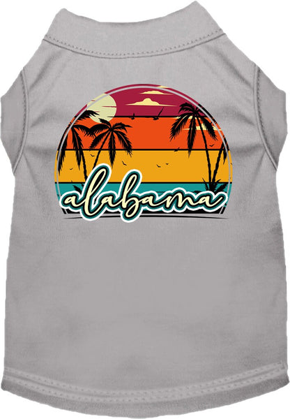 Pet Dog & Cat Screen Printed Shirt for Small to Medium Pets (Sizes XS-XL), "Alabama Retro Beach Sunset"