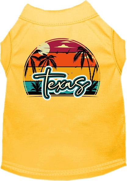 Pet Dog & Cat Screen Printed Shirt for Small to Medium Pets (Sizes XS-XL), "Texas Retro Beach Sunset"