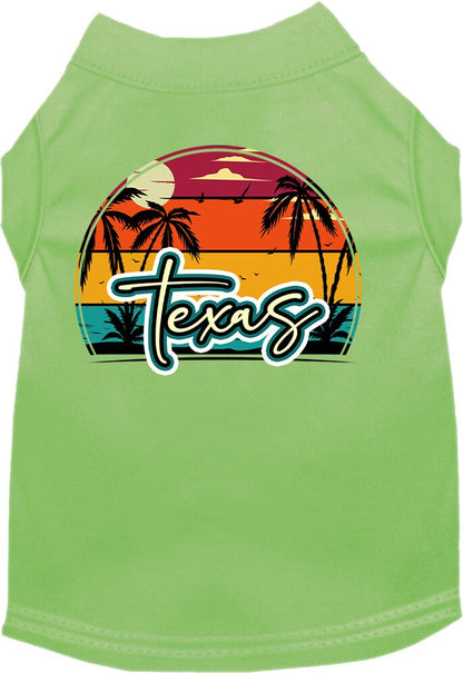 Pet Dog & Cat Screen Printed Shirt for Small to Medium Pets (Sizes XS-XL), "Texas Retro Beach Sunset"