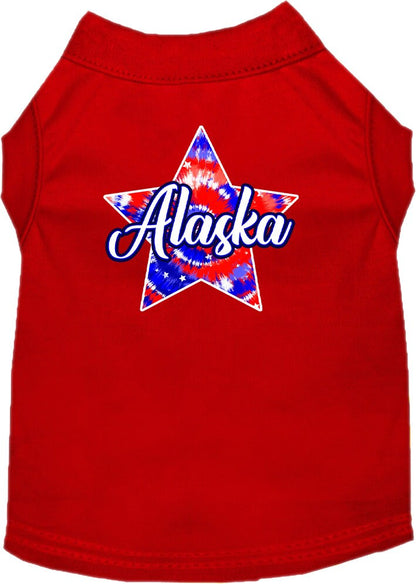 Pet Dog & Cat Screen Printed Shirt for Small to Medium Pets (Sizes XS-XL), "Alaska Patriotic Tie Dye"