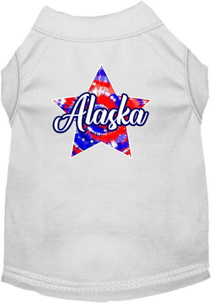 Pet Dog & Cat Screen Printed Shirt for Small to Medium Pets (Sizes XS-XL), "Alaska Patriotic Tie Dye"