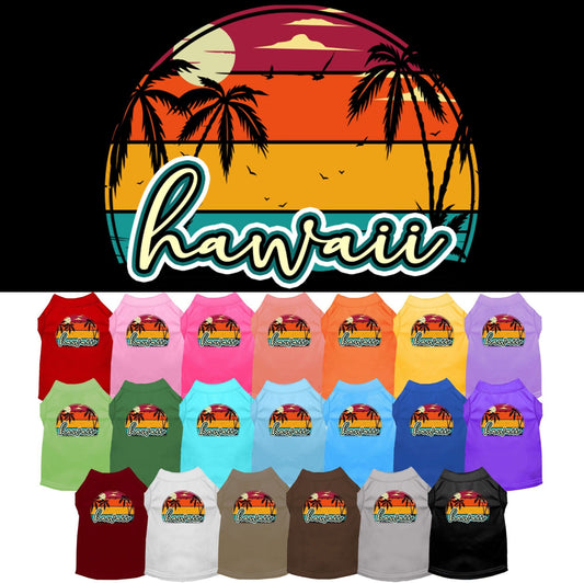 Pet Dog & Cat Screen Printed Shirt for Small to Medium Pets (Sizes XS-XL), "Hawaii Retro Beach Sunset"