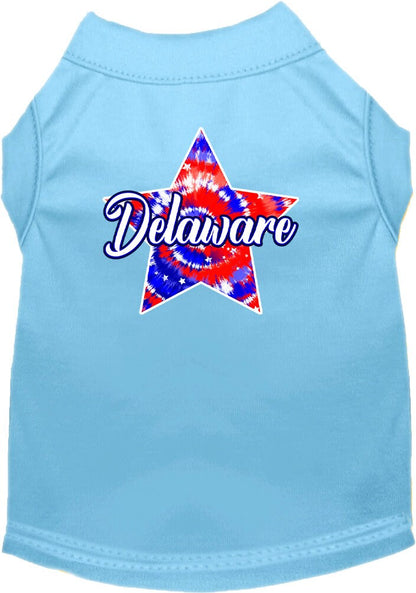 Pet Dog & Cat Screen Printed Shirt for Medium to Large Pets (Sizes 2XL-6XL), "Delaware Patriotic Tie Dye"