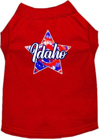 Pet Dog & Cat Screen Printed Shirt for Small to Medium Pets (Sizes XS-XL), "Idaho Patriotic Tie Dye"