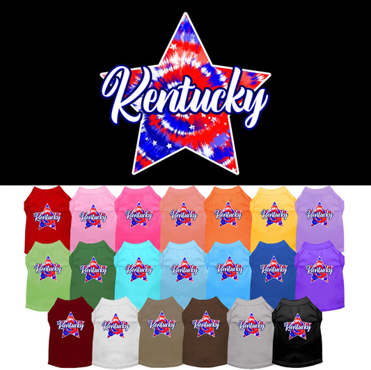 Pet Dog & Cat Screen Printed Shirt for Medium to Large Pets (Sizes 2XL-6XL), &quot;Kentucky Patriotic Tie Dye&quot;