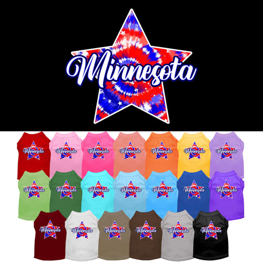 Pet Dog & Cat Screen Printed Shirt for Small to Medium Pets (Sizes XS-XL), &quot;Minnesota Patriotic Tie Dye&quot;
